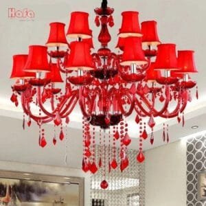Red Crystal Pendent Chandelier Lamp Wedding Restaurant Bedroom