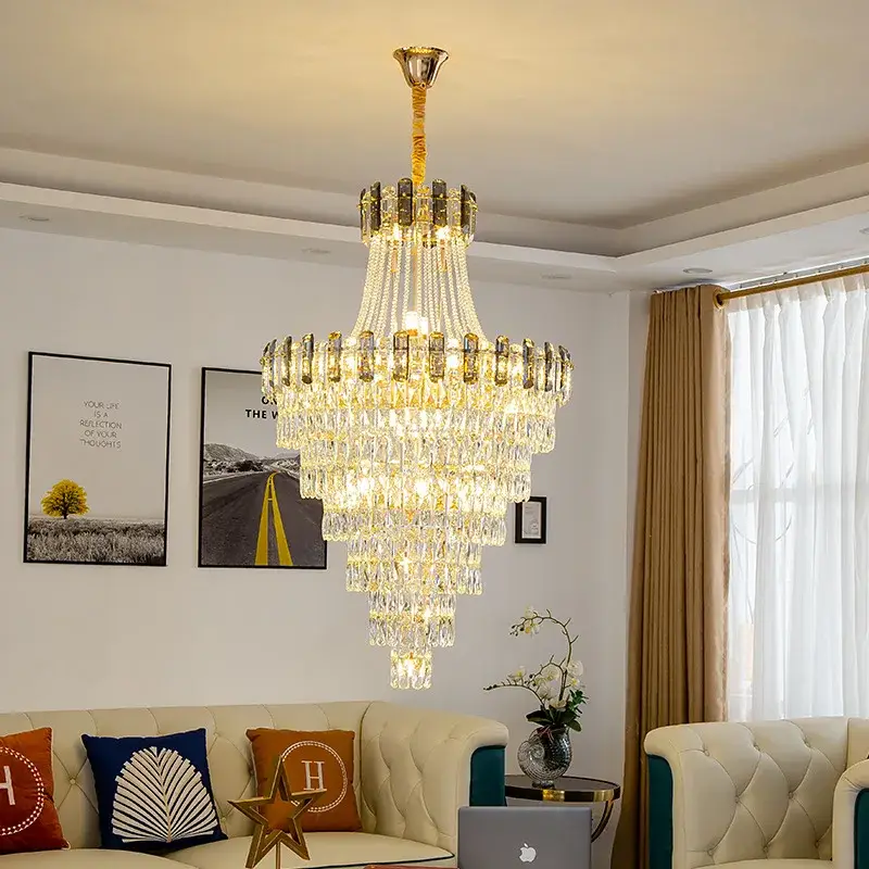 High Ceiling Crystal Chandelier for Villa Duplex Staircase