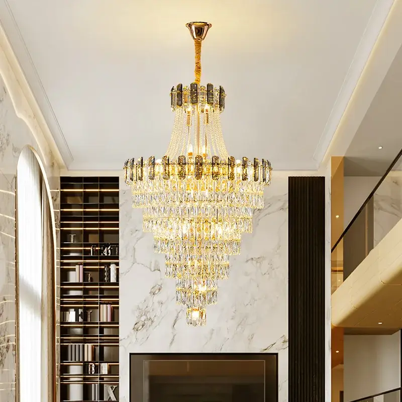 High Ceiling Crystal Chandelier for Villa Duplex Staircase - Image 3