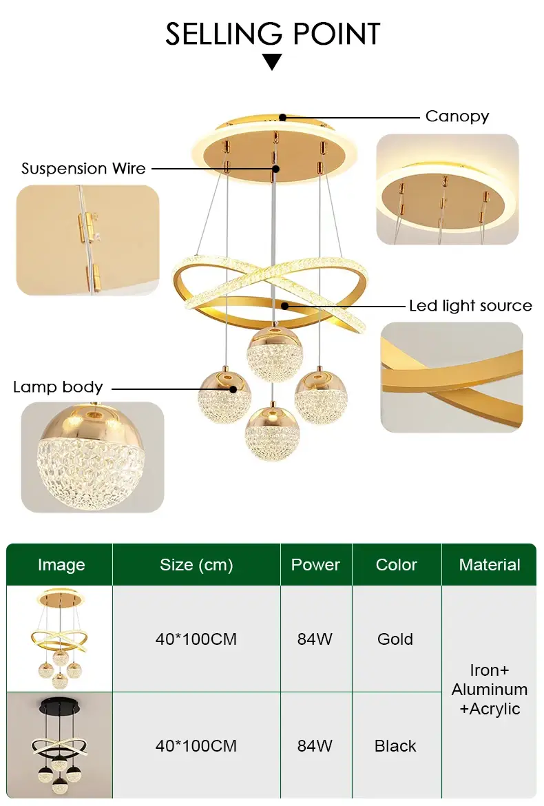 LED Ring Chandelier Pendant Light Dimmable - Image 6