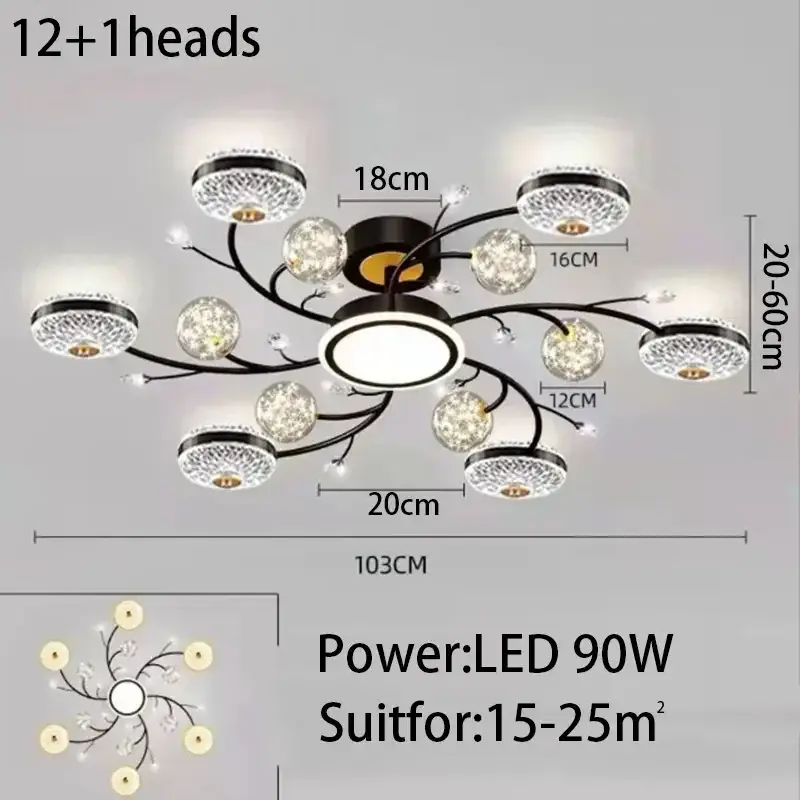 Black Modern LED Ceiling Chandelier Light - Image 3