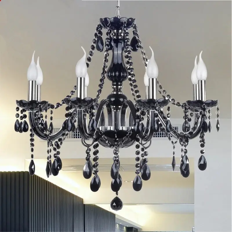 Black Crystal Chandelier Lighting For Living Room - Image 2