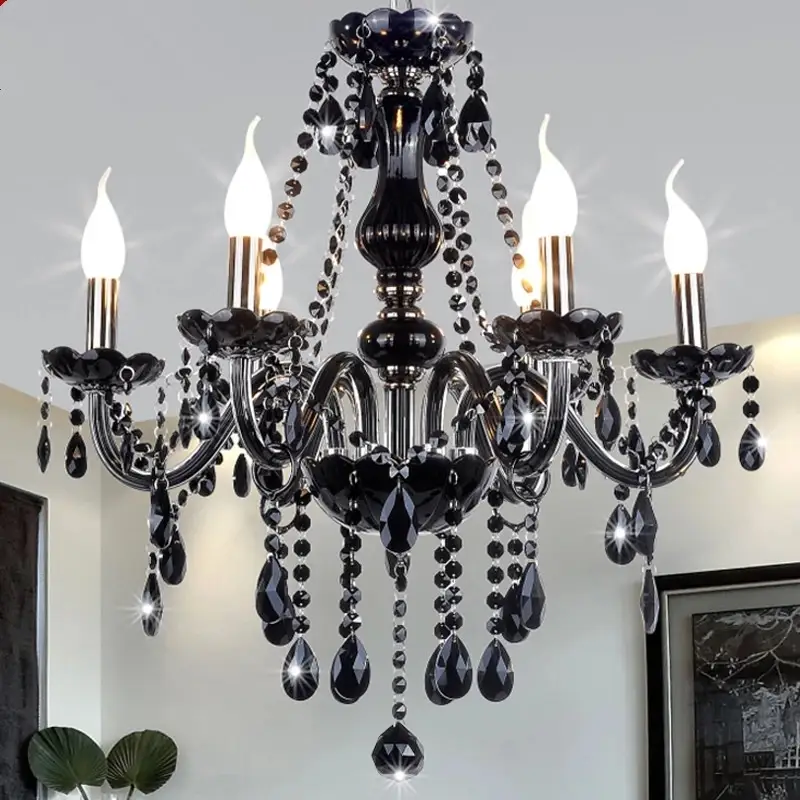 Black Crystal Chandelier Lighting For Living Room - Image 4