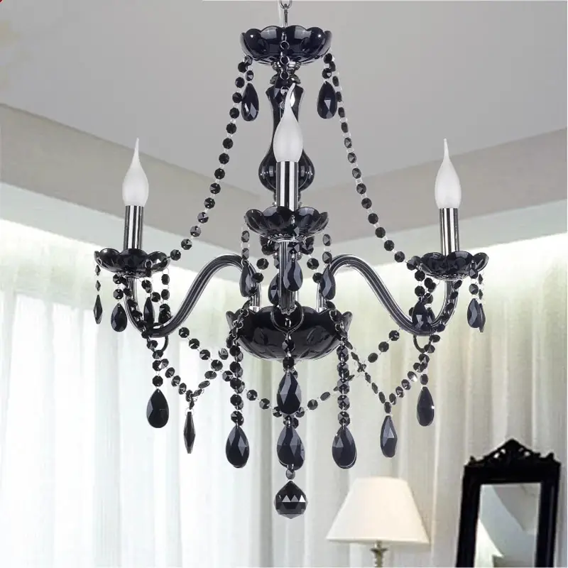 Black Crystal Chandelier Lighting For Living Room - Image 3