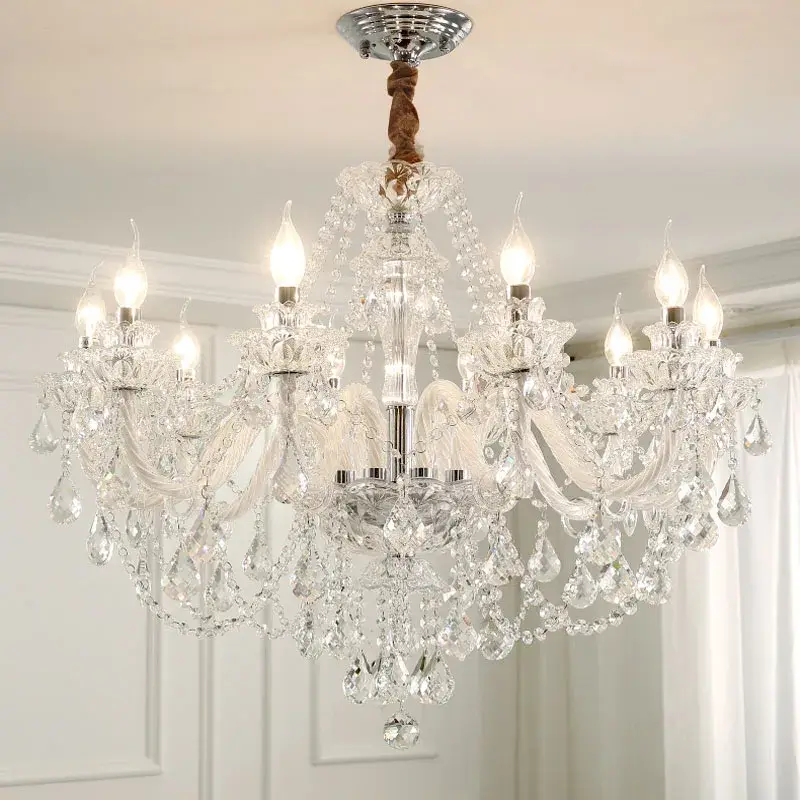 White Arm Chandelier Lighting Modern Crystal - Image 4