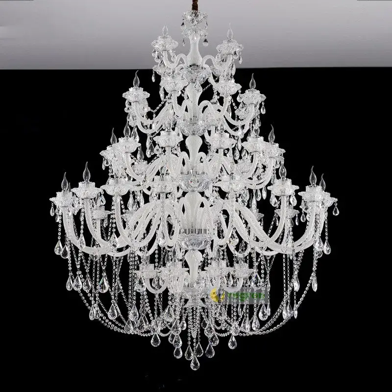 White Arm Chandelier Lighting Modern Crystal - Image 3