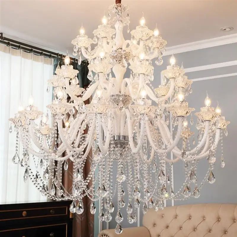 White Arm Chandelier Lighting Modern Crystal - Image 2