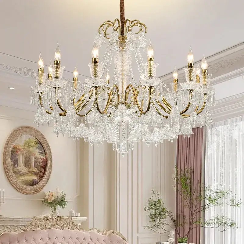 American Retro Crystal Chandelier Black Gold Pendant Light - Image 4