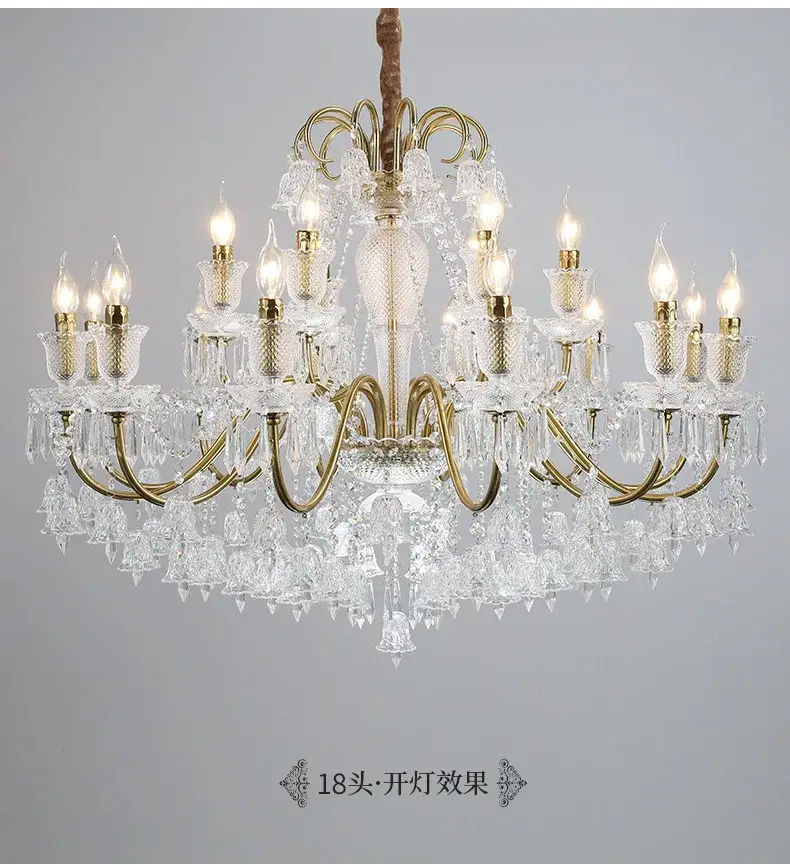 American Retro Crystal Chandelier Black Gold Pendant Light - Image 6