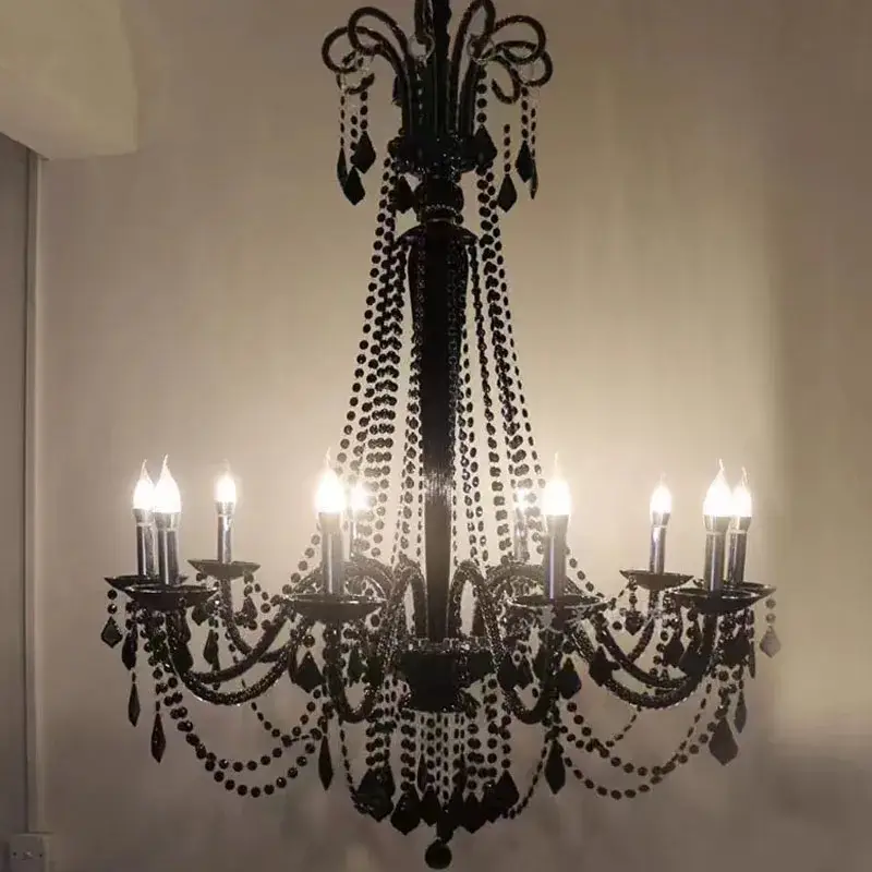 Black Lights Stairs Long Chandelier - Image 5