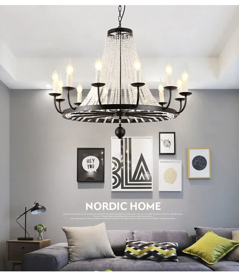 Modern Gold Crystal Iron Chandelier Lighting - Image 3