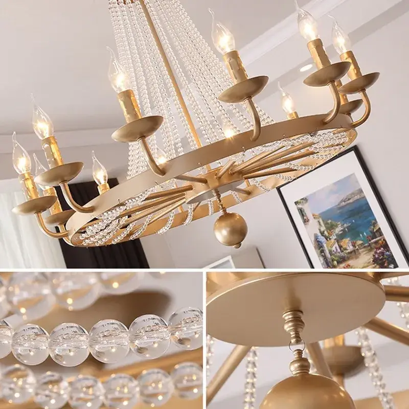 Modern Gold Crystal Iron Chandelier Lighting - Image 6