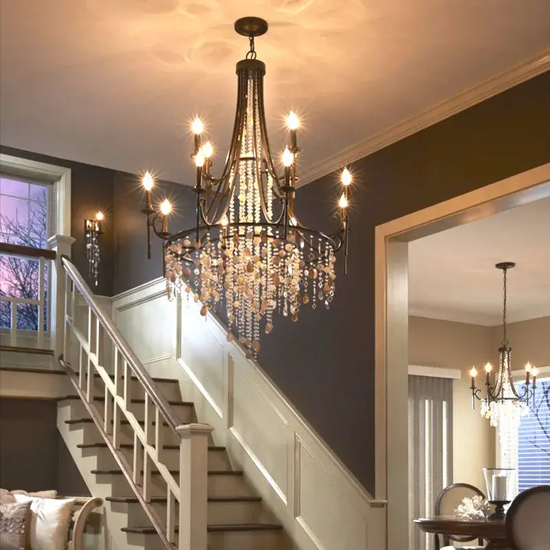 Wrought Iron Staircase Pendant Chandelier - Image 4