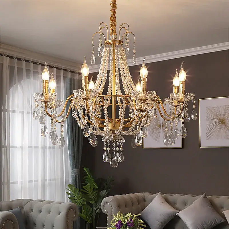 Retro Style Pearl Chandelier For Living Room