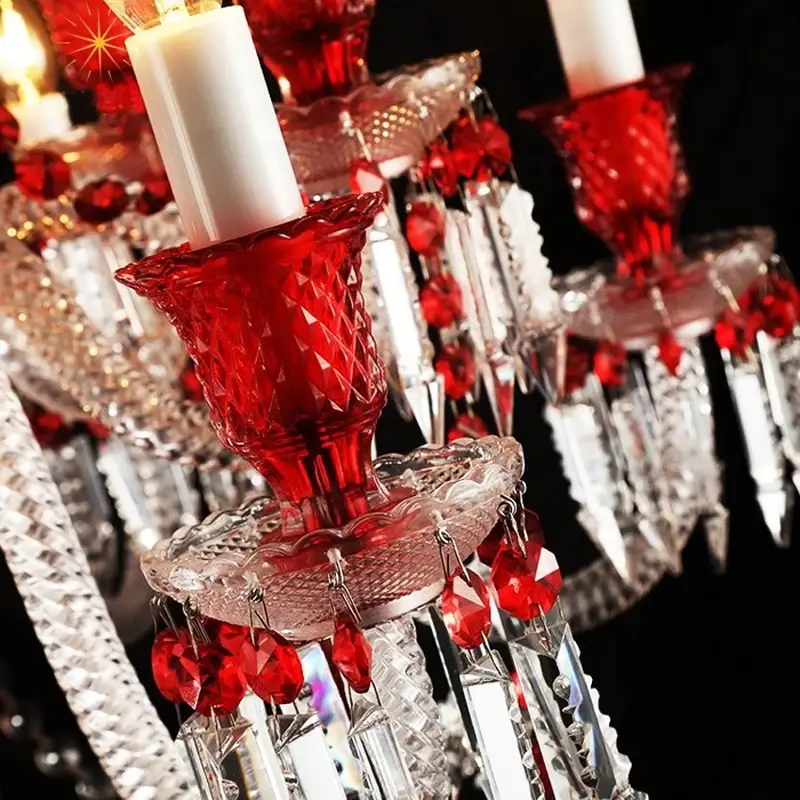 Vintage Baccarat Chandelier Red Crystal K9 Lighting - Image 5