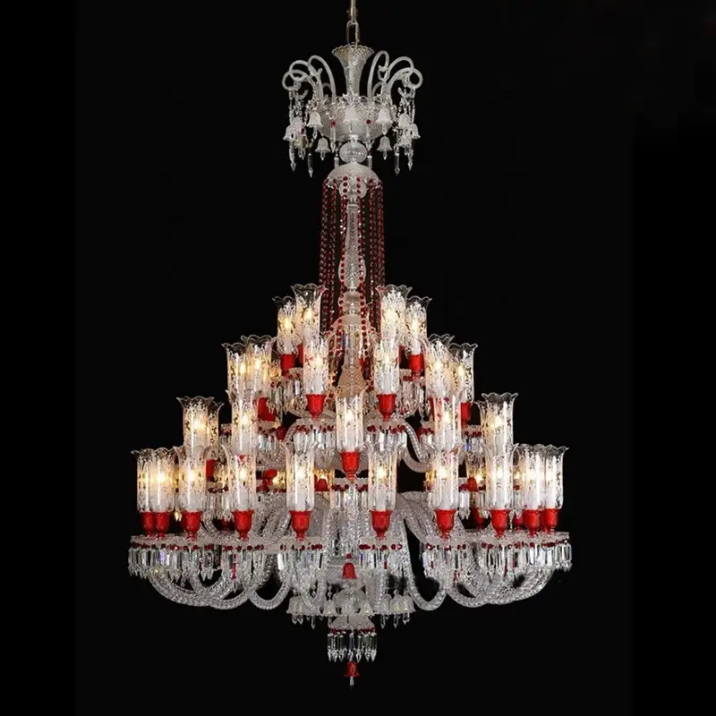 Vintage Baccarat Chandelier Red Crystal K9 Lighting