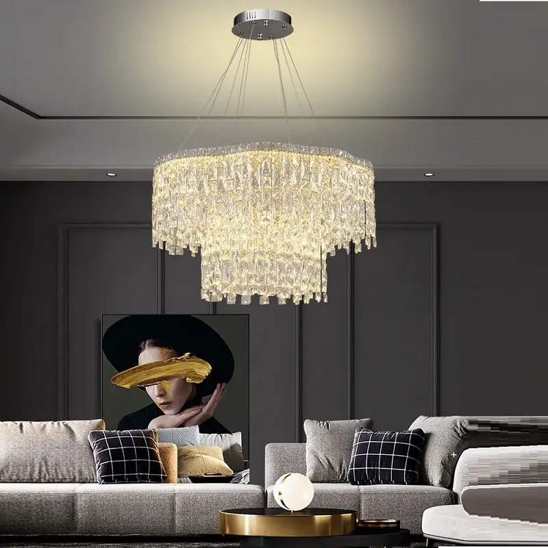 Wave Crystal LED Chandelier stainless steel - Image 2