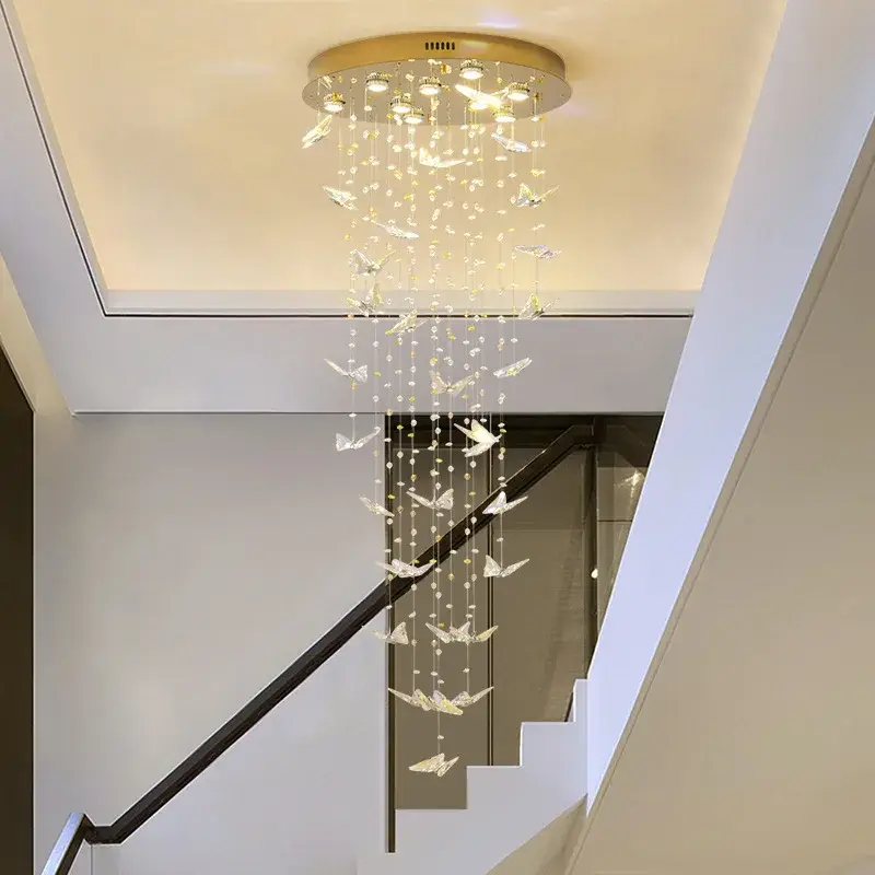Modern K9 Crystal Butterfly Ceiling Chandelier Staircase - Image 6
