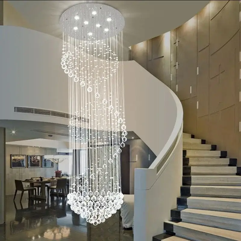 Modern Spiral Sphere Raindrop Crystal Chandelier Lighting - Image 2