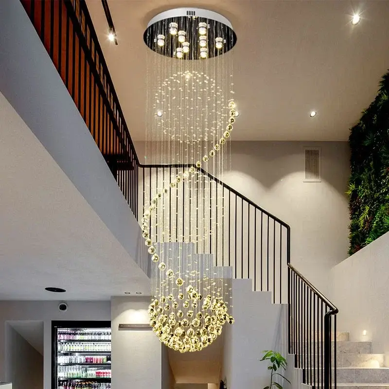 Modern Spiral Sphere Raindrop Crystal Chandelier Lighting - Image 6