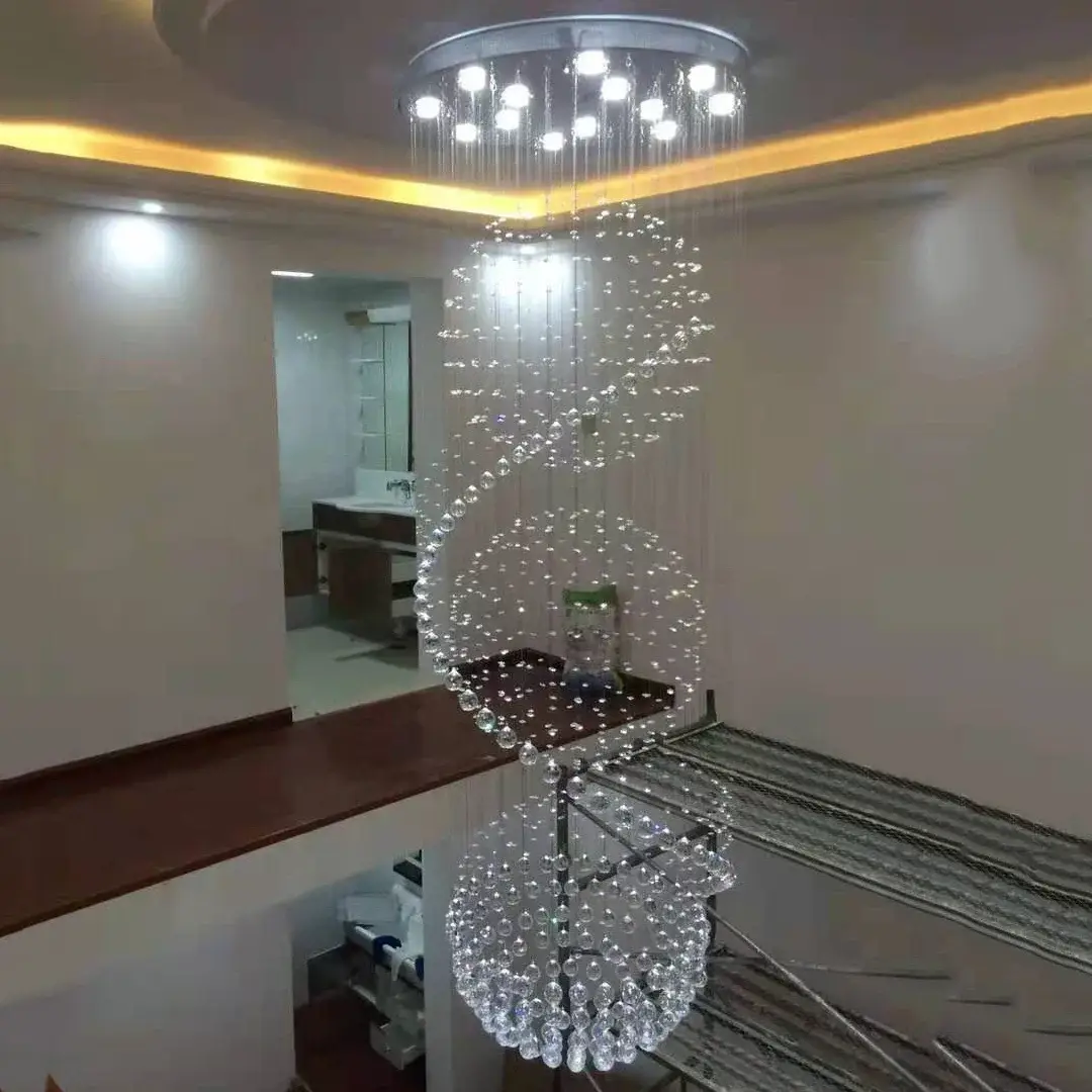 Modern Spiral Sphere Raindrop Crystal Chandelier Lighting - Image 4