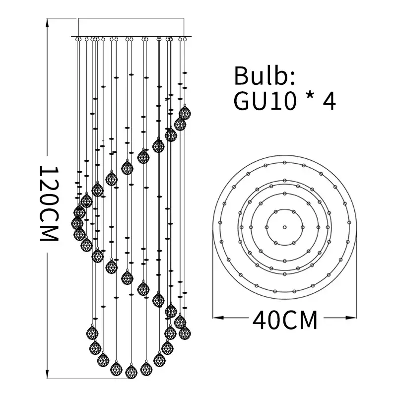 Dia40 H120cm4lights
