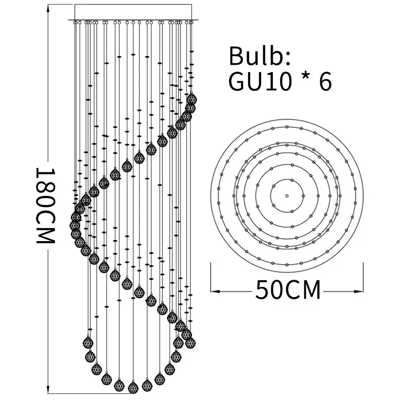 Dia50 H180cm6lights