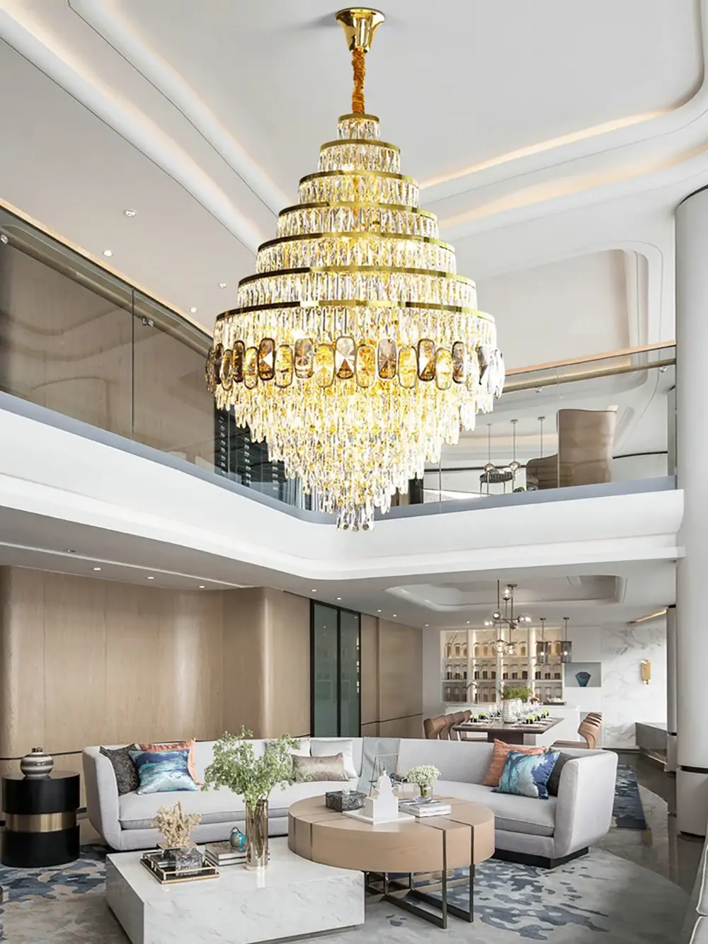 Large Chandelier Modern LED Spiral Stairwell For Hotel - Image 2