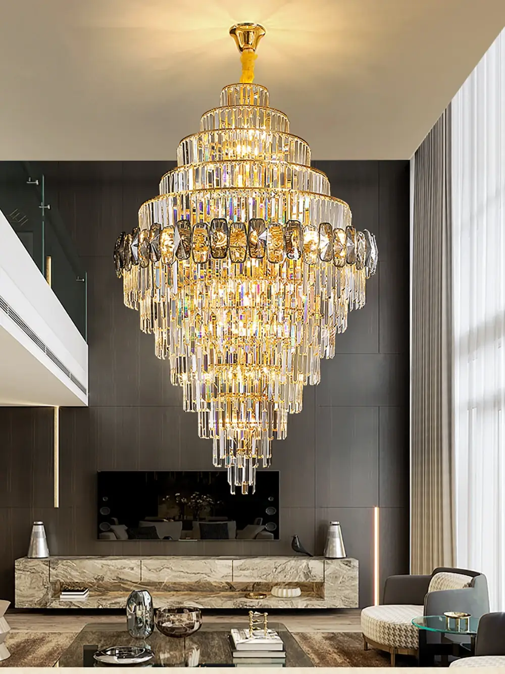 Large Chandelier Modern LED Spiral Stairwell For Hotel - Image 4