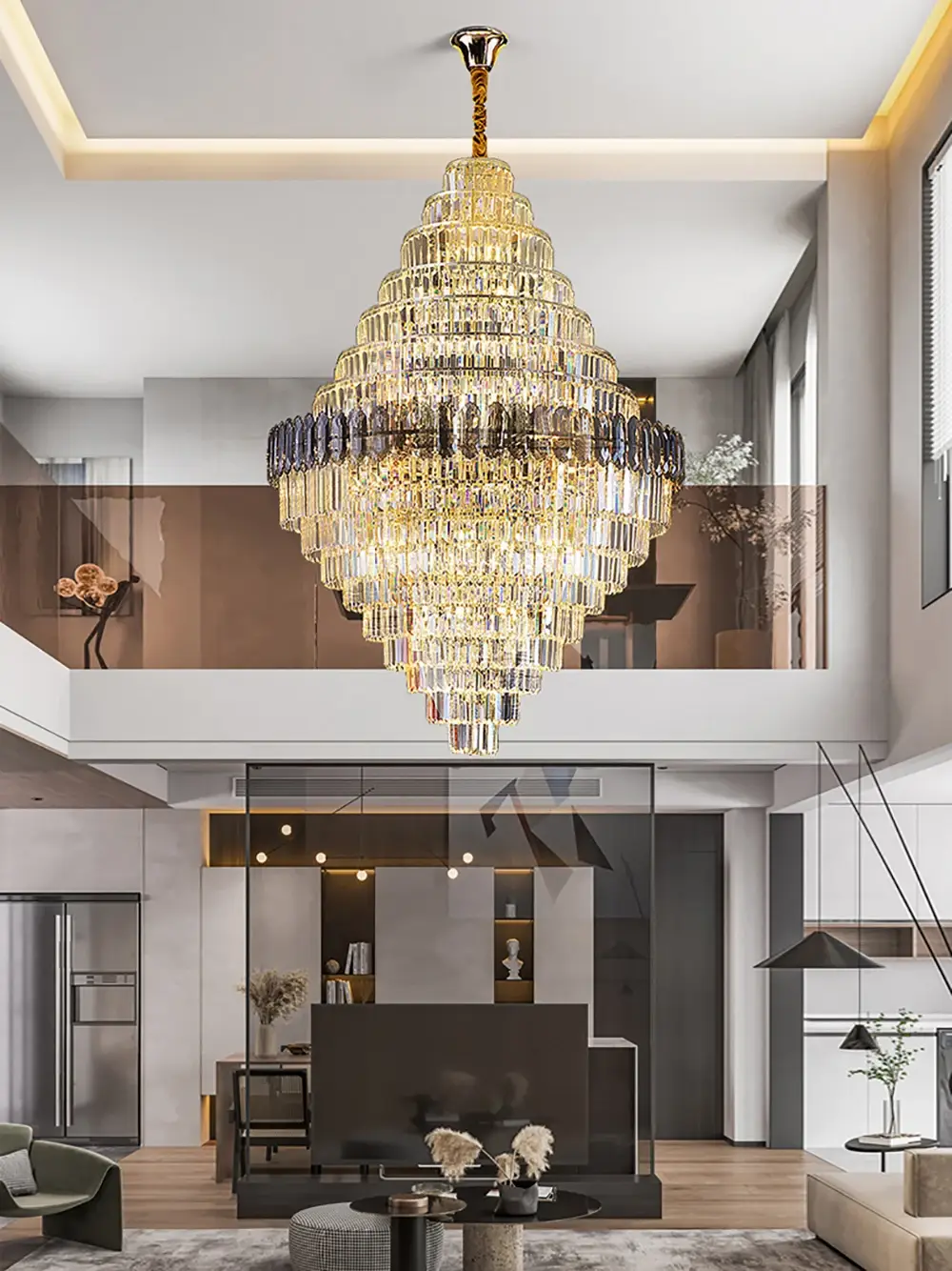 Large Chandelier Modern LED Spiral Stairwell For Hotel - Image 3