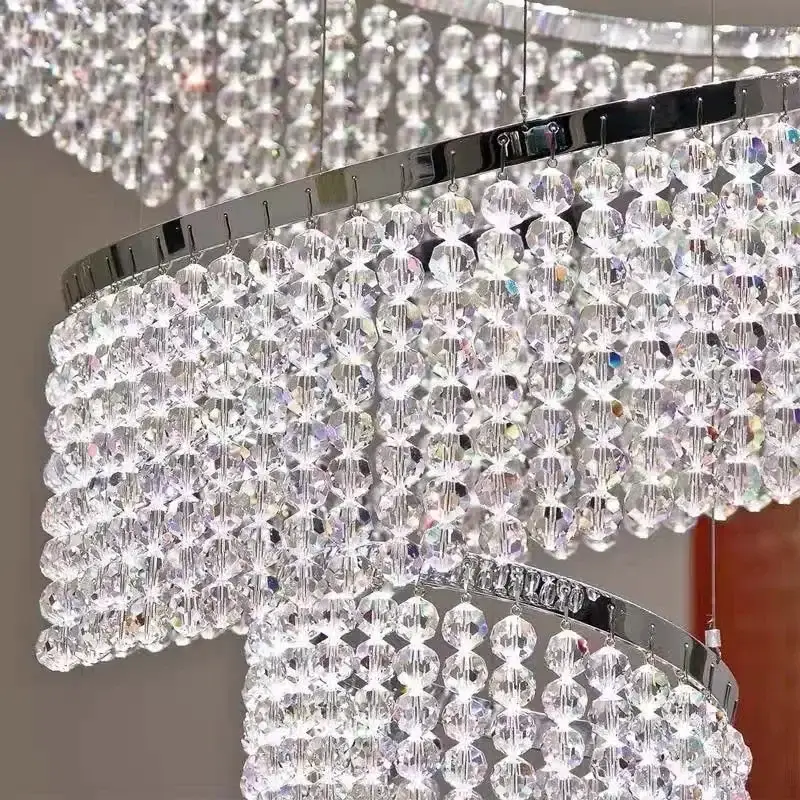 Staircase Crystal LED Chandelier Modern Ring - Image 4