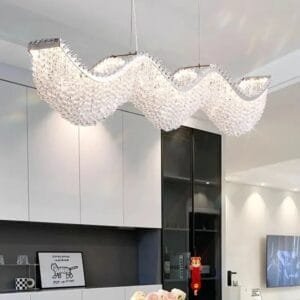 Modern Wave Crystal Bead LED Chandelier Light