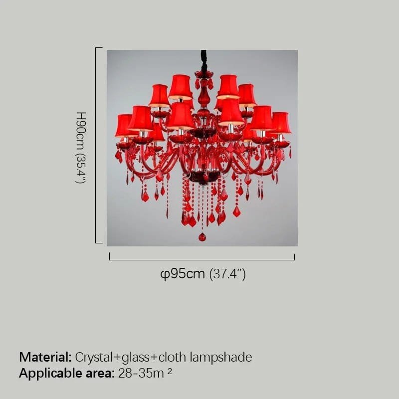 Red Crystal Pendent Chandelier Lamp Wedding Restaurant Bedroom - Image 2