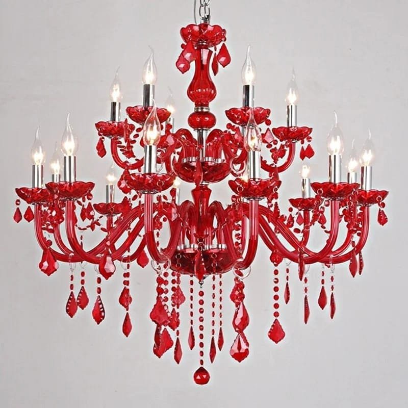 Red Crystal Pendent Chandelier Lamp Wedding Restaurant Bedroom - Image 5