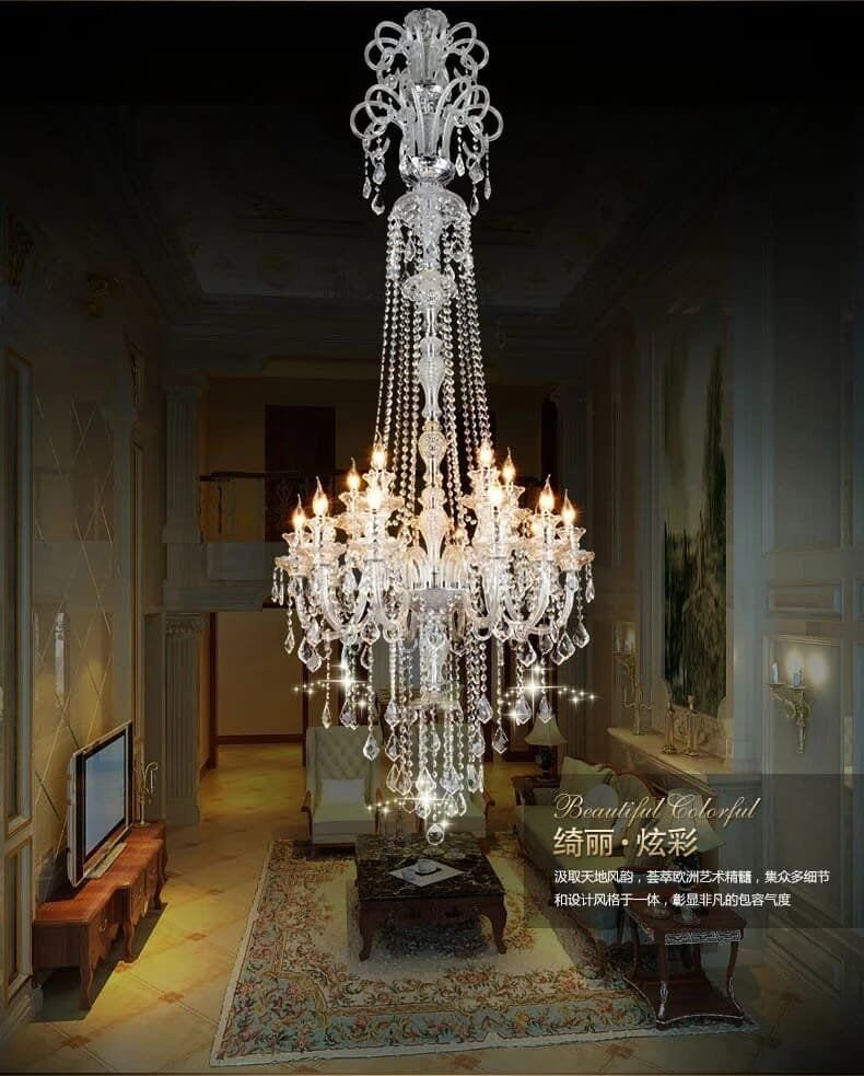 Large Extra Long Stair Crystal Chandelier K9