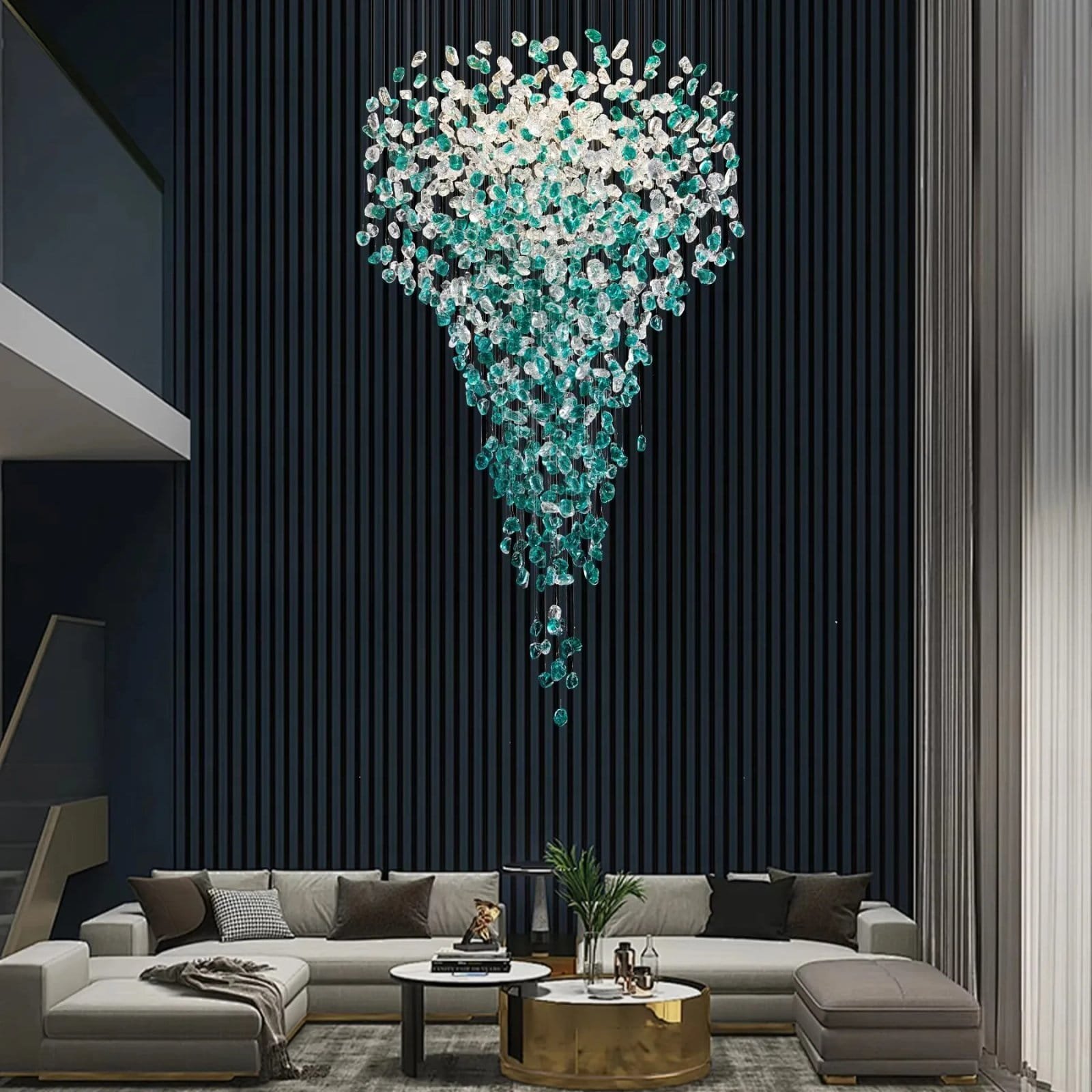 Luxury Large Green Crystal Stone Chandelier Lighting - Image 3