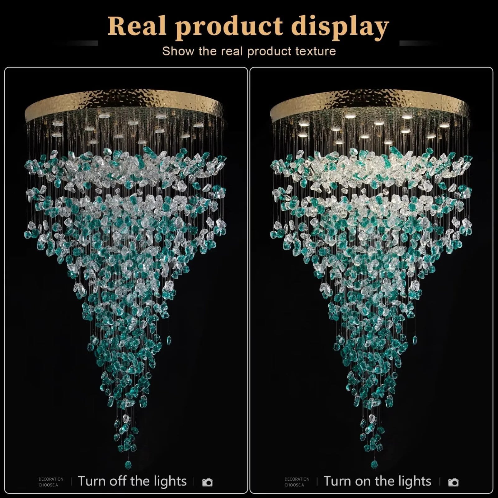 Luxury Large Green Crystal Stone Chandelier Lighting - Image 4