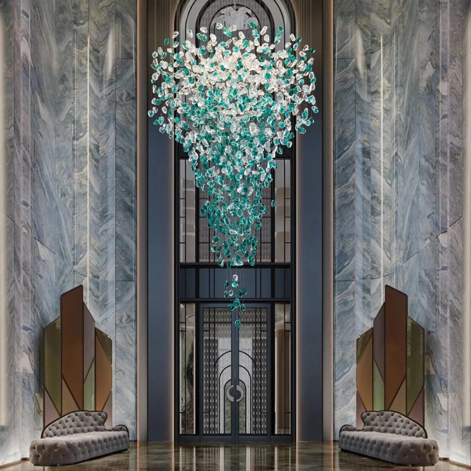 Luxury Large Green Crystal Stone Chandelier Lighting - Image 2