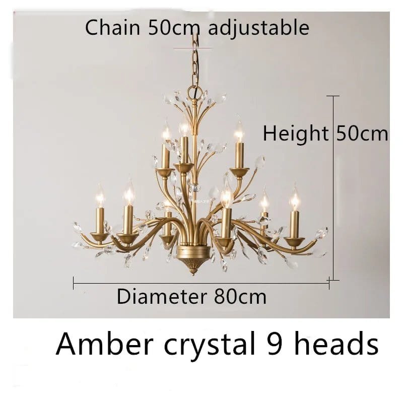 Vintage Crystal Branch Pendant chandelier Light Luxury Double Layer Iron Art - Image 5