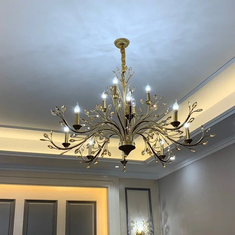 Vintage Crystal Branch Pendant chandelier Light Luxury Double Layer Iron Art - Image 3