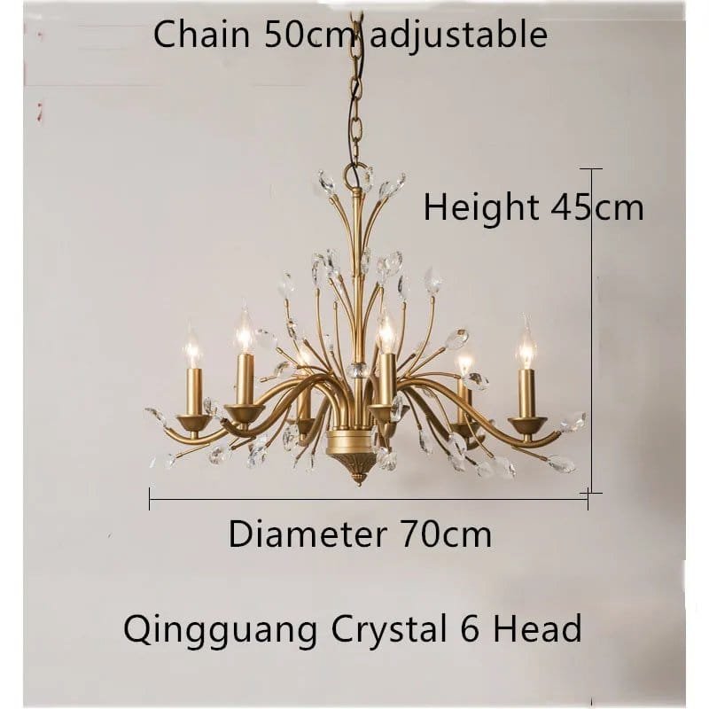 Vintage Crystal Branch Pendant chandelier Light Luxury Double Layer Iron Art - Image 4