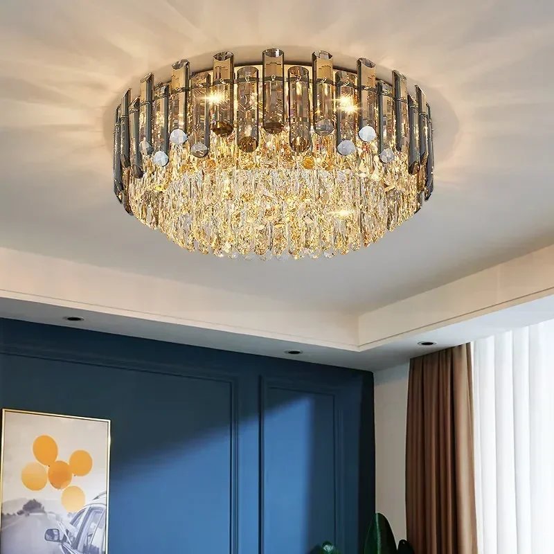 Grey crystal ceiling Lights chandelier for living room modern - Image 3