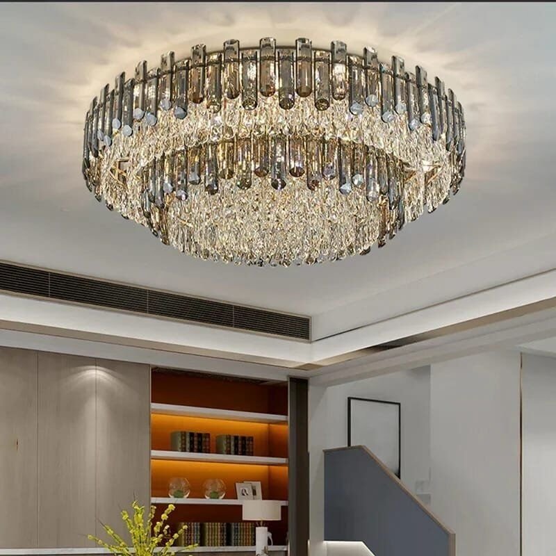 Grey crystal ceiling Lights chandelier for living room modern - Image 2