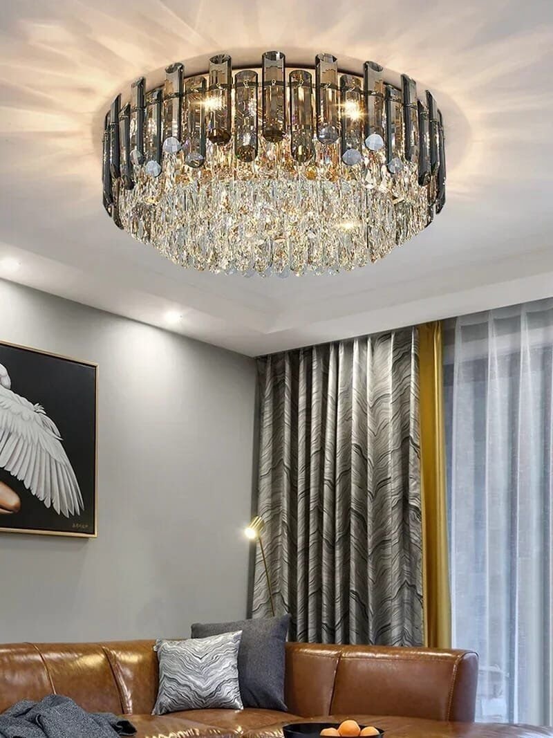 Grey crystal ceiling Lights chandelier for living room modern - Image 4