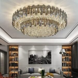 Grey crystal ceiling Lights chandelier for living room modern
