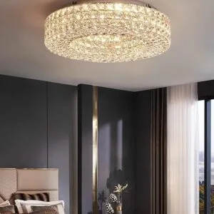 Luxury Round Ceiling Lights Gold/Chrome Modern Stainless Steel K9 Crystal