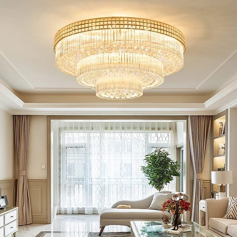 Modern Large Crystal Ceiling Lights for Living Room LED Gold-Chrome - Image 3