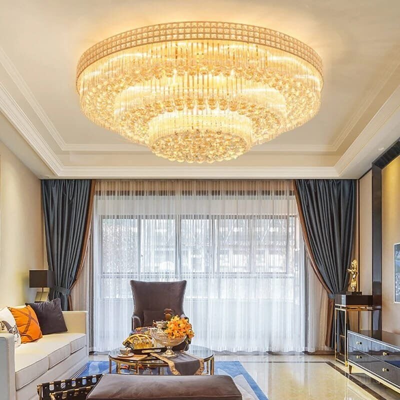 Modern Large Crystal Ceiling Lights for Living Room LED Gold-Chrome - Image 2