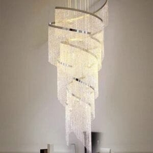 Spiral Design Crystal Chandelier Staircase Light Fixture