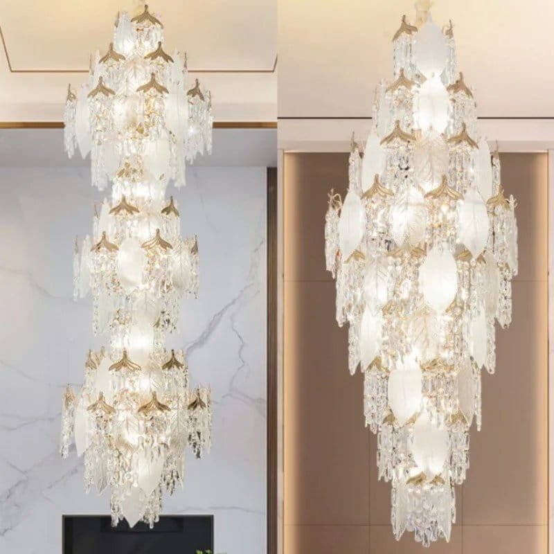 High Ceiling Spiral Staircase Crystal Chandelier Long Pendant Lighting - Image 3